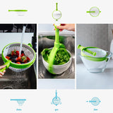Spina 2-In-1 Easy-To-Use, Collapsible Salad Spinner & Straining Colander for Salad, Fruit, Vegetable, Lettuce - White/Green - 45-Degree Angle