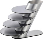 Cup Coasters,  Cup Coasters Set with Decorative Rack, Stainless Steel Tabletop Display Round Cup Coaster with Holder, Silver, Set of 4