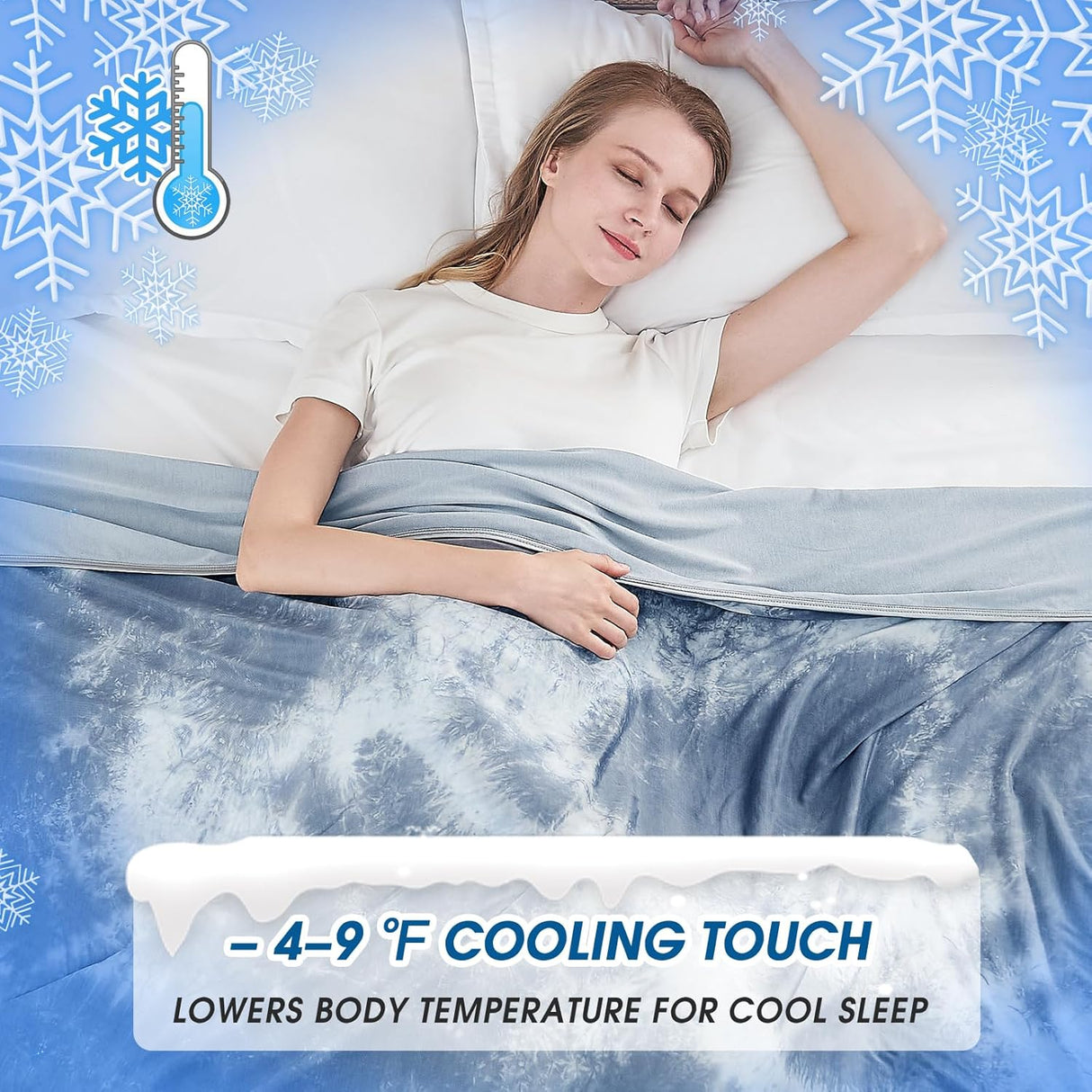 Cooling Blanket King Size for Hot Sleepers Light Blue