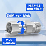 Pressure Washer Swivel Fitting, Metric M22 14mm Thread, Stainless Steel, 4500 PSI, 2 Pcs