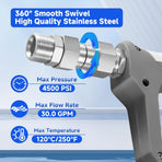 Pressure Washer Swivel Fitting, Metric M22 14mm Thread, Stainless Steel, 4500 PSI, 2 Pcs