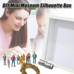 DIY Mini Museum Silhouette Box–Celebrate Your Unique Memories in Style, Personalized DIY Photo Family Memory Display Case Frame Silhouette Box with Gold Mini Frames & Figurines (White)