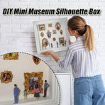 DIY Mini Museum Silhouette Box–Celebrate Your Unique Memories in Style, Personalized DIY Photo Family Memory Display Case Frame Silhouette Box with Gold Mini Frames & Figurines (White)