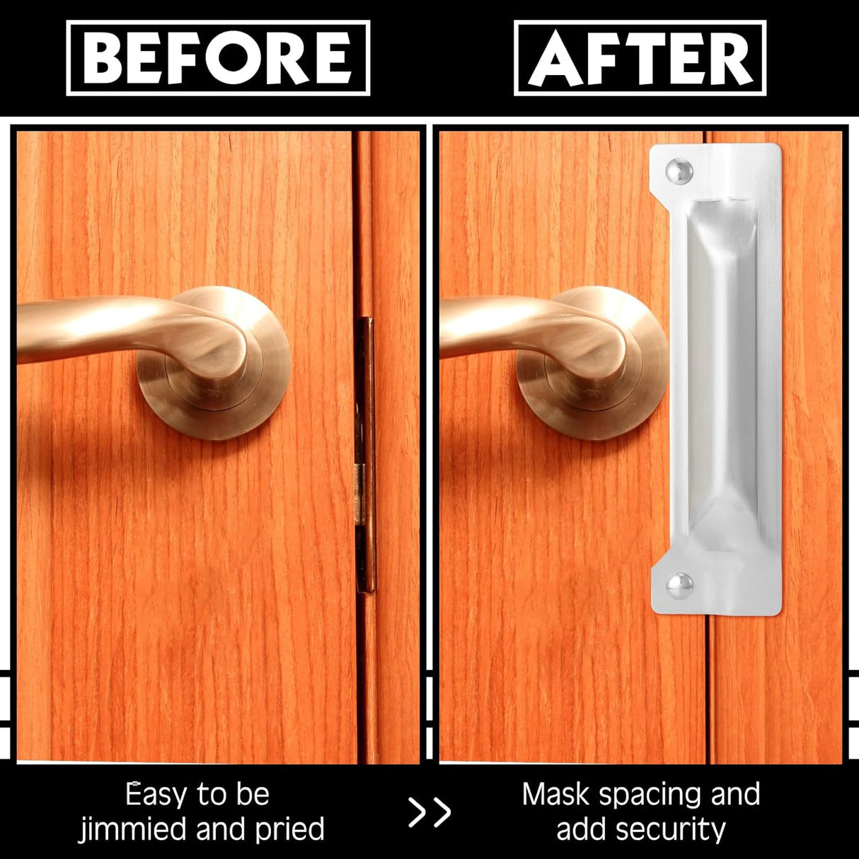 Landhoow 6 Pcs 3" x 11" Latch Guard Plate Cover Electroplated Carbon Steel Door Latch Cover Latch Protector Door Security Strike Plate Against Forced Entry Easy to Install for Outswinging Doors