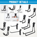 Landhoow 36 Pcs Slatwall Hooks & Hangers 32 Pcs Heavy Duty Slat Wall Hanging Hooks with 4 Pcs Storage Straps Assortment Slatwall Accessories for Storage Garage Wall Organization Garden Home (Black) - Side View