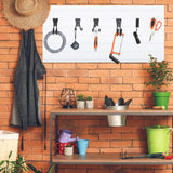 Landhoow 36 Pcs Slatwall Hooks & Hangers 32 Pcs Heavy Duty Slat Wall Hanging Hooks with 4 Pcs Storage Straps Assortment Slatwall Accessories for Storage Garage Wall Organization Garden Home (Black) - Rear View