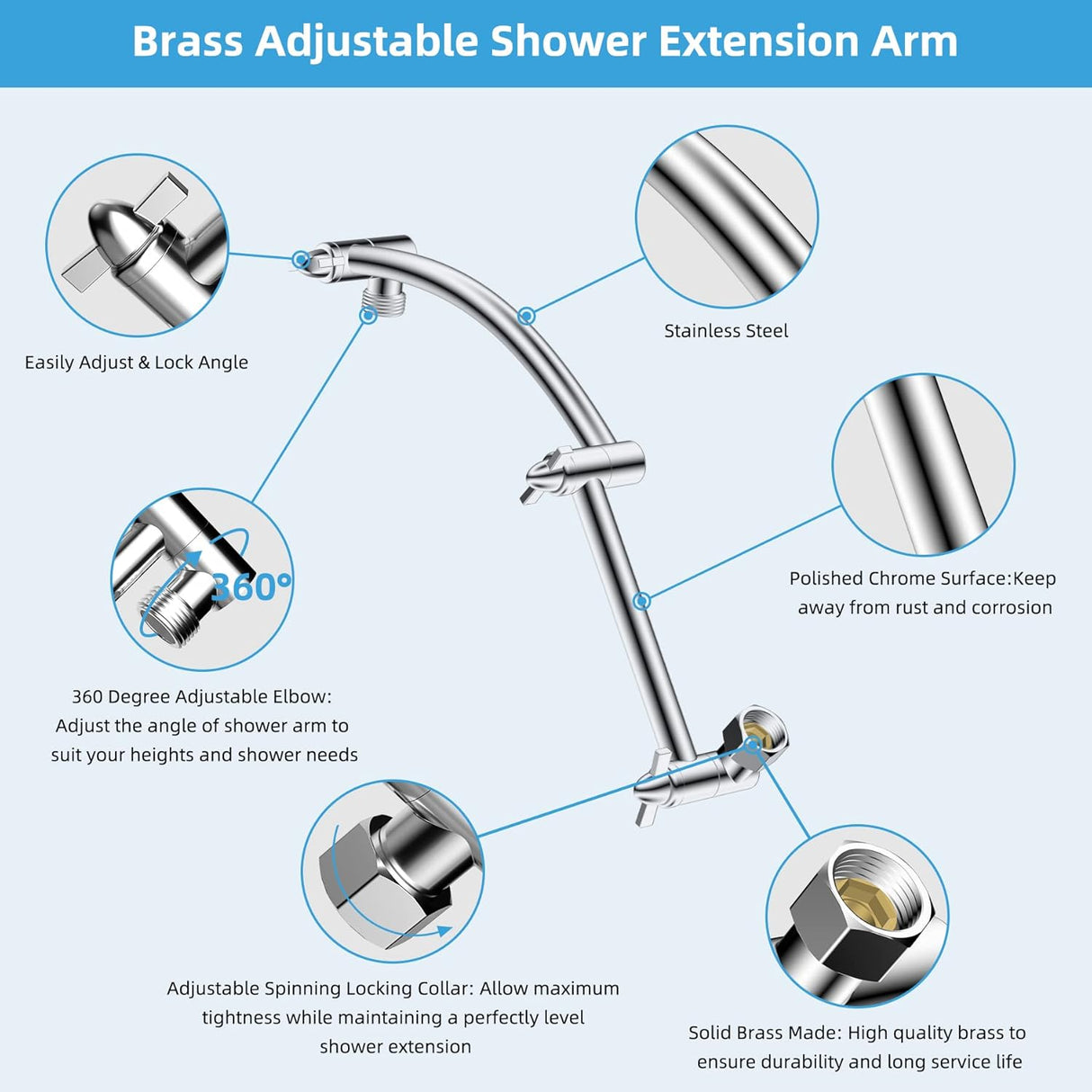 16“ Shower Arm with 10" Rainfall Showerhead