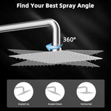 16“ Shower Arm with 10" Rainfall Showerhead
