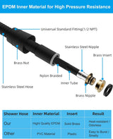All Metal 90 Inch Stainless Steel Extra Long Shower Hose Replacement, 4 Spray Handheld Showerhead Set, Anti-Twist Handheld Shower Head Hose Extension - 45-Degree Angle