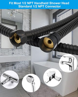 All Metal 90 Inch Stainless Steel Extra Long Shower Hose Replacement, 4 Spray Handheld Showerhead Set, Anti-Twist Handheld Shower Head Hose Extension