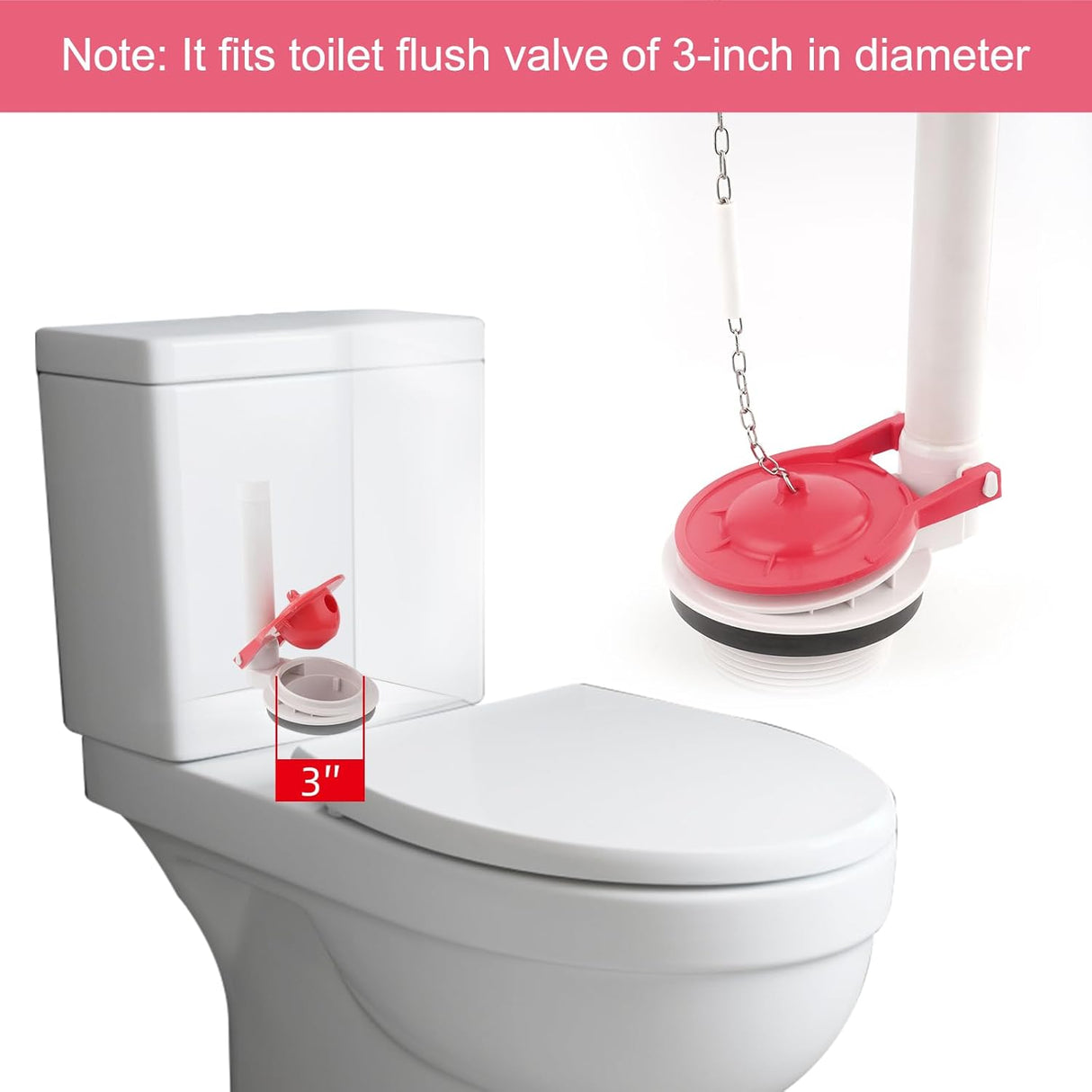 2 Pack Large 3-Inch Toilet Flapper with Toilet Handle Replacement Compatible with TOTOTHU004-CP Trip Lvr