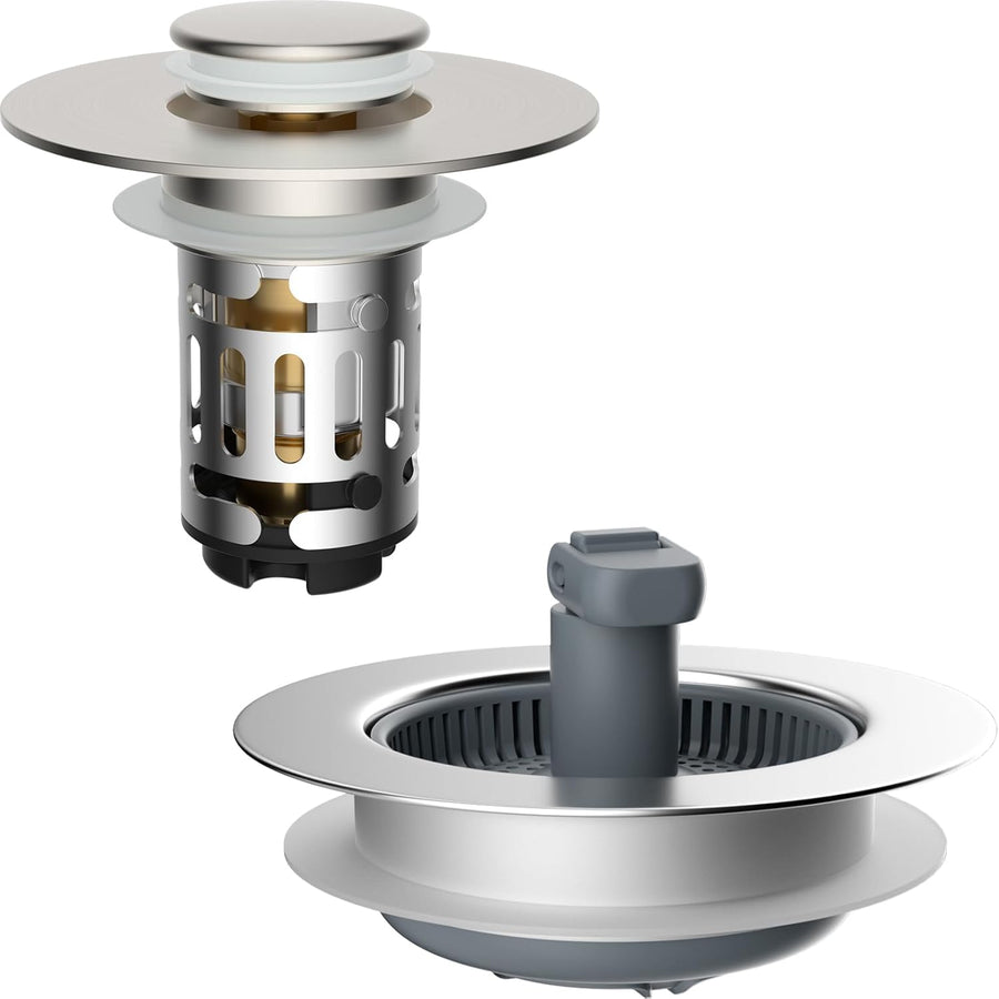 Upgraded 3 in 1 Bathroom and Kitchen Sink Drain Strainer
