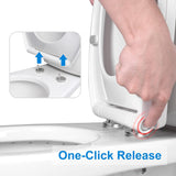 Premium Elongated Toilet Seat with Bidet T Adapter, Metal T Valve for Bidet(7/8” x 7/8” x 3/8”) - Front View