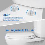 Premium Elongated Toilet Seat with Bidet T Adapter, Metal T Valve for Bidet(7/8” x 7/8” x 3/8”) - Side View