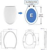 Premium Elongated Toilet Seat with Bidet T Adapter, Metal T Valve for Bidet(7/8” x 7/8” x 3/8”) - 45-Degree Angle