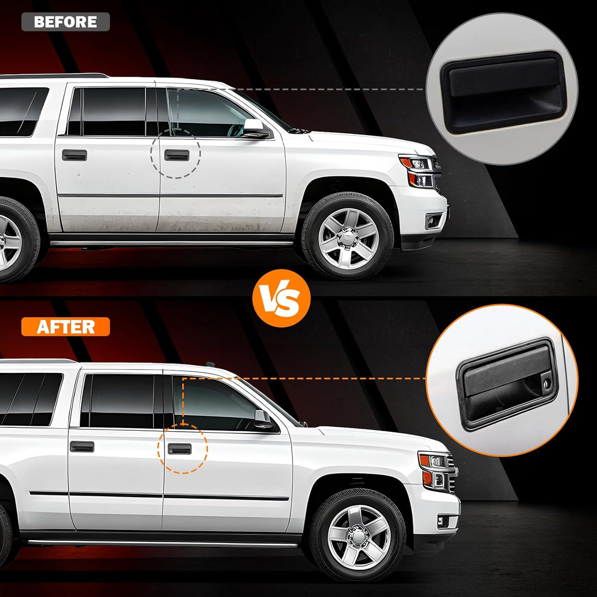 Exterior Door Handles Front/Rear Left & Right for Chevy C1500 C2500 C3500 K1500 K2500 K3500 GMC Yukon Tahoe Suburban Replaces # 15742229, 15742230, 15742233, 15742234