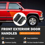 Exterior Door Handle w/Lock Cylinder & Keys for Chevy C1500 C2500 C3500 K1500 K2500 K3500 GMC Yukon Front/Rear Left & Right Chevrolet GMC Truck Door Handles Replace 15742229 15742230 15742233 15742234