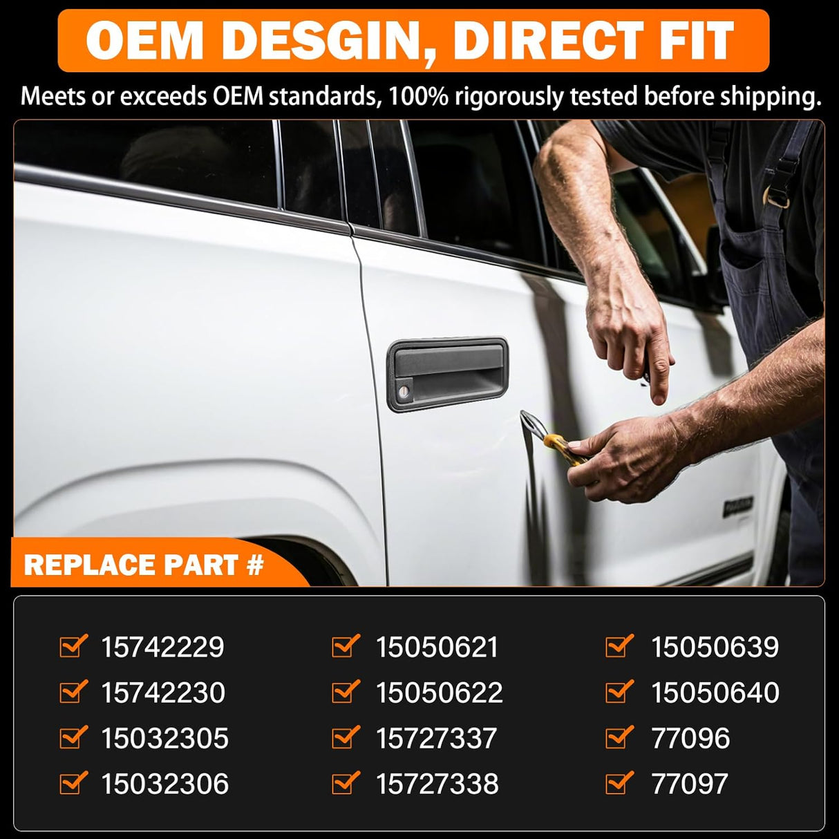 Exterior Door Handle w/Lock Cylinder & Keys for Chevy C1500 C2500 C3500 K1500 K2500 K3500 GMC Yukon Front/Rear Left & Right Chevrolet GMC Truck Door Handles Replace 15742229 15742230 15742233 15742234
