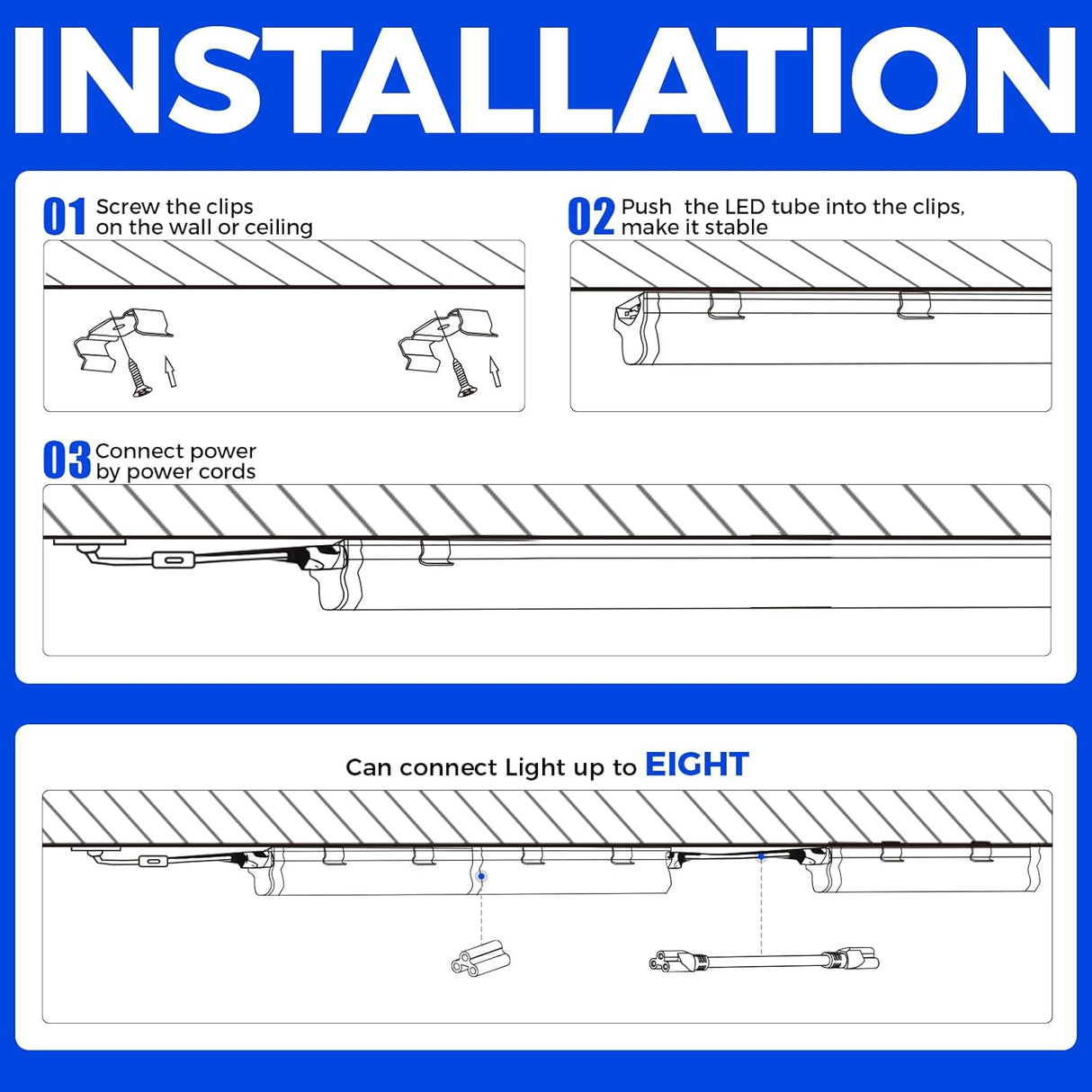 UV LED Blacklight Bar, 22W 4ft, T5 Integrated Bulb, Black Light Fixture for Blacklight Poster, Halloween Decorations and Christmas Party, Fun Atmosphere with Built-in on, Off Switch (4-Pack)