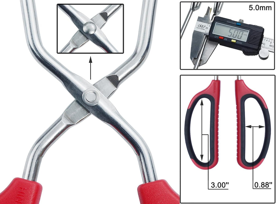 Stainless Steel Kitchen Scissor Tongs Set for Cooking, Grilling & Serving, 3-Piece with Red Handle (10/12/16 Inch)