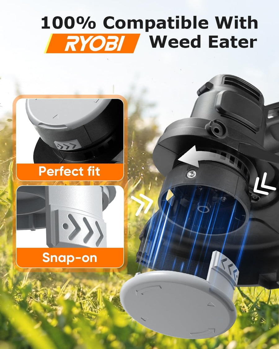 10 PCS Weed Wacker String and 4 Pack AC14HCA Replacement Spool Cap Compatible with Ryobi One Plus+ AC80RL3