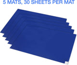150 Sheets 24" x 36" Adhesive Mats - Sticky Mat for Laboratories, Homes, Construction Sites, and More - Remove Dust and Dirt from Shoes and Equipment Wheels -Blue