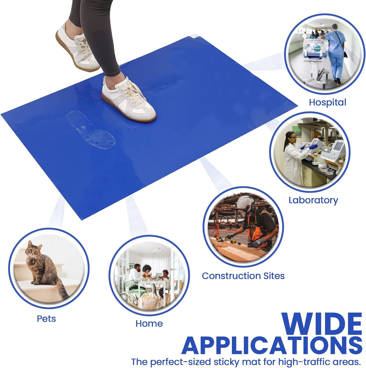 150 Sheets 24" x 36" Adhesive Mats - Sticky Mat for Laboratories, Homes, Construction Sites, and More - Remove Dust and Dirt from Shoes and Equipment Wheels -Blue