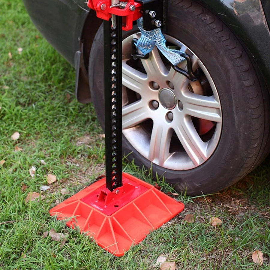 11.5" x 11.5" Off-Road Hi-Lift Jack Base and Stabilizer - Keep Jacks from Sinking with Heavy-Duty Plastic Jack Stand Base for Lifting Jacks and Farm Jacks with 4.1" x 7" Base