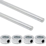 (2+4 Pack) 1/2" x 36" Zinc Plated Steel Rods and 1/2" Bore Solid Steel Shaft Collars, Durable Shaft and Collars Suitable for Machinery and Industrial Use