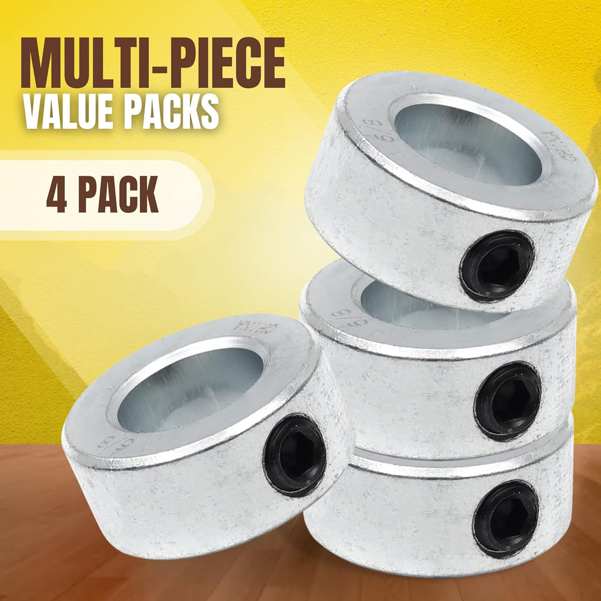(2+4 Pack) 5/8" x 36" Zinc Plated Steel Rods and 5/8" Bore Solid Steel Shaft Collars, for Use as an Axle Shaft on Hand Trucks Dollies Wagons Wheelbarrows