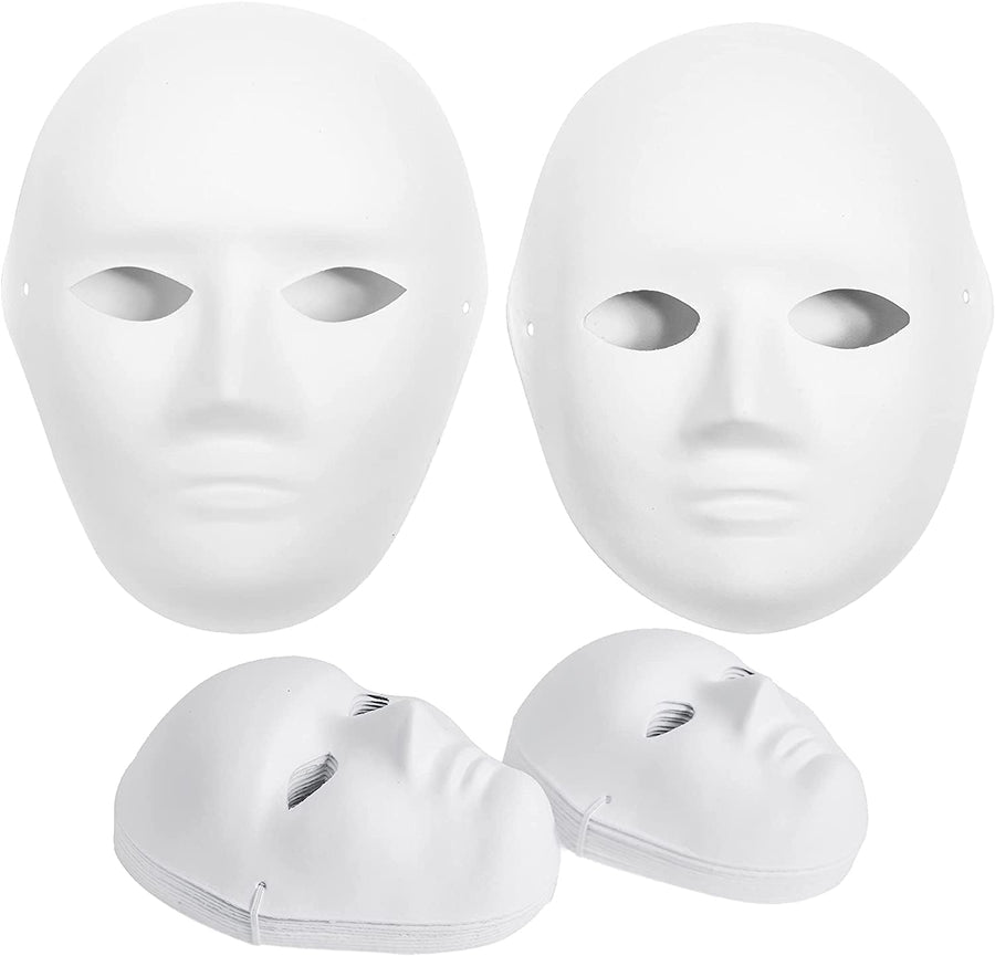 (30+16PCS) Paper Mache Masks & Cat Mask White Blank for Party, Cosplay, Artistic Projects, Theater, Halloween, Masquerade Parties, Classroom Art