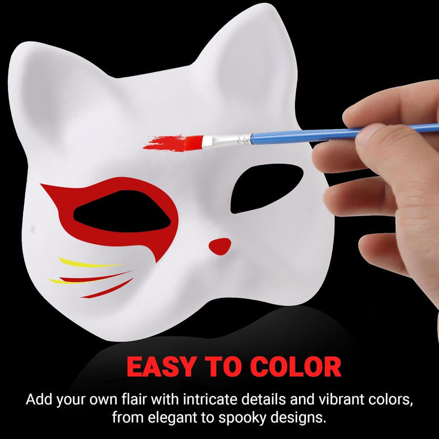 (30+16PCS) Paper Mache Masks & Cat Mask White Blank for Party, Cosplay, Artistic Projects, Theater, Halloween, Masquerade Parties, Classroom Art