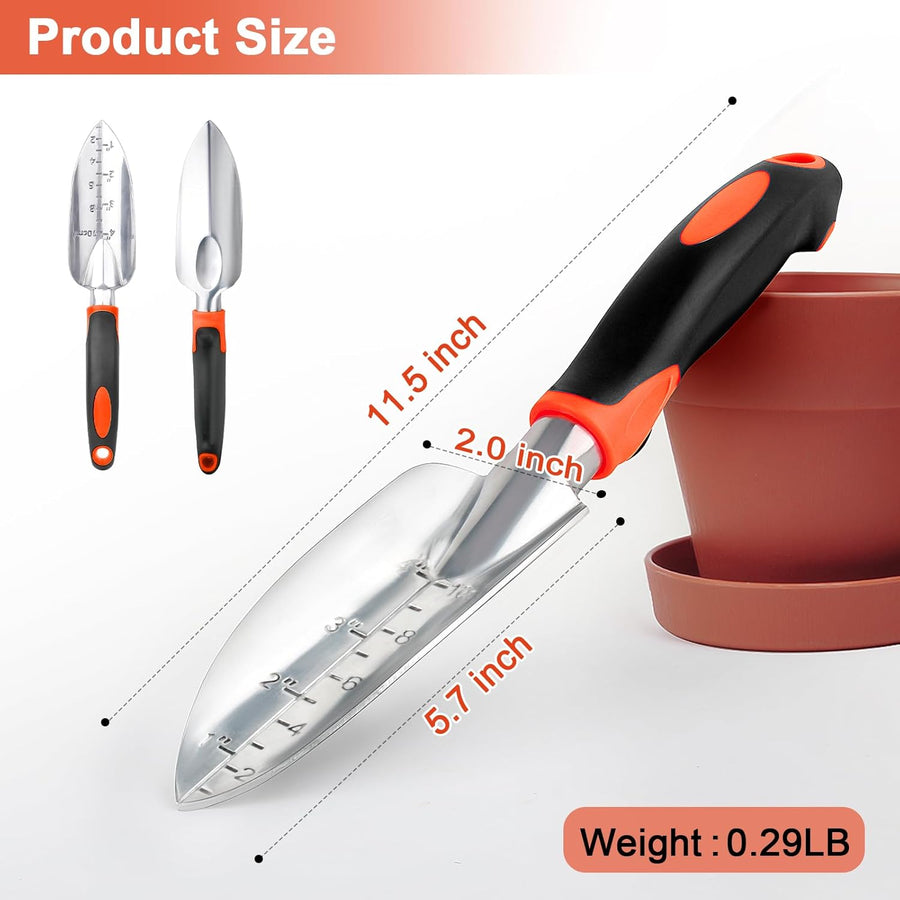Garden Shovel Trowel Garden Tool with Measurement Mark + 2 Pack Heavy Duty Gardening Tools Set