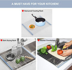 Over The Sink Dish Drying Rack，Foldable Dish Drainer, Gray + 4 Piece Wood Chisel Sets Woodworking Tools Set