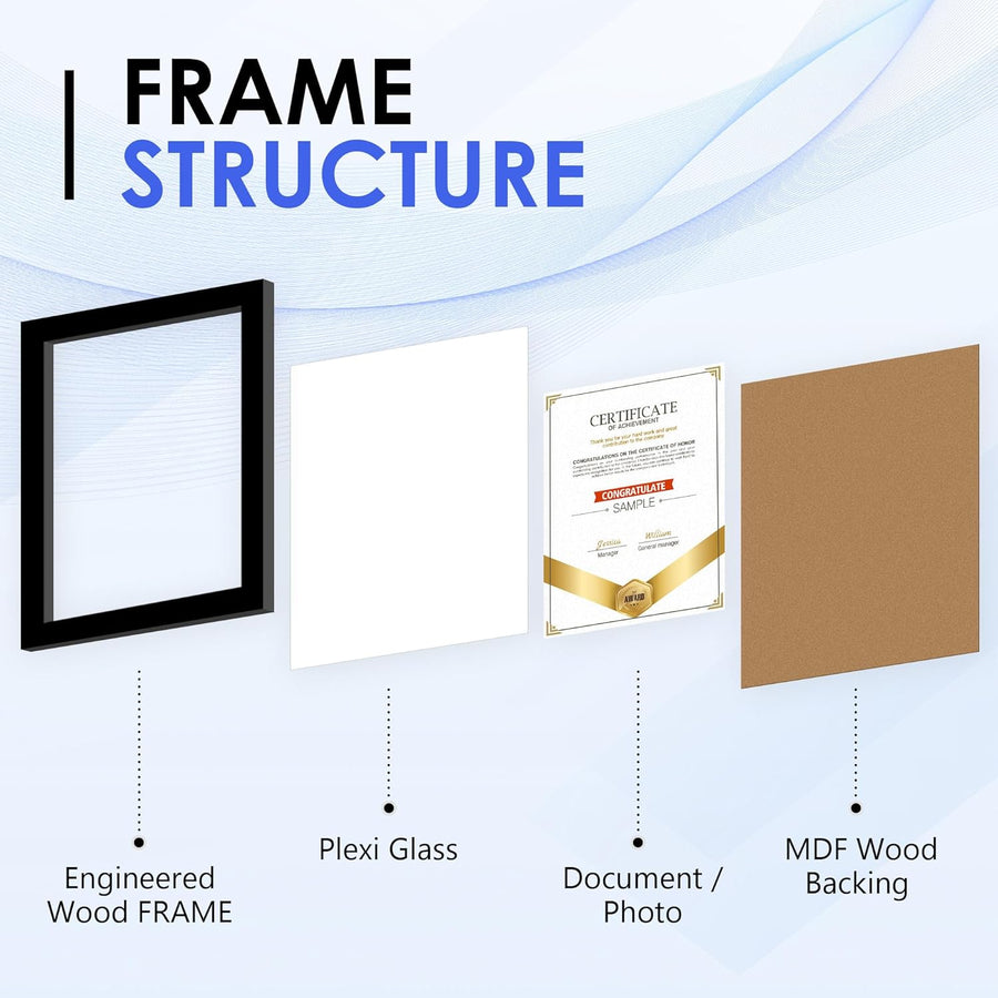 White 8x10 Picture Frame&8.5x11 Diploma Frame, Black Picture Frame With Clear Plexiglass, 2 Pack Certificate for Wall Display, Document Frame, High School Diploma