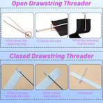 4 Pcs Bodkin Drawstring Threaders,Metal Drawstring Threader Tweezers Easy Quick Insert Drawstring DIY Rope Threader Clip Bodkin Sewing Tool for Sweatpants,Hoodies,Swim Trunks