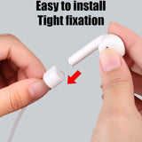 Airpod Strap,Magnetic Anti-Lost Air Pod Neck Strap Lanyard for AirPods 4/3/2/1,AirPod Pro 2/1 Soft Silicone Airpods Accessories Holder Strap for Running,Fitness,Dancing(White/Blue/Black) - Side View