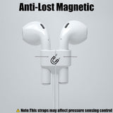 Airpod Strap,Magnetic Anti-Lost Air Pod Neck Strap Lanyard for AirPods 4/3/2/1,AirPod Pro 2/1 Soft Silicone Airpods Accessories Holder Strap for Running,Fitness,Dancing(White/Blue/Black) - Top-Down View