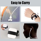 Airpod Strap,Magnetic Anti-Lost Air Pod Neck Strap Lanyard for AirPods 4/3/2/1,AirPod Pro 2/1 Soft Silicone Airpods Accessories Holder Strap for Running,Fitness,Dancing(White/Blue/Black) - Close-Up Angle