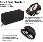 Della Gao Pencil Case Large Capacity Pencil Pouch Aesthetic Pencil Box for Office Stationery Organizer, Simple Sturdy Multifunctional Pencil Bag for Men - Black