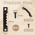 50 Sets Sawtooth Picture Hanger, Picture Frame Hangers with Screws for Photos Canvas Clock Wood Frame Hardware Metal Hook Hanging Artwork Home Decoration (Black)