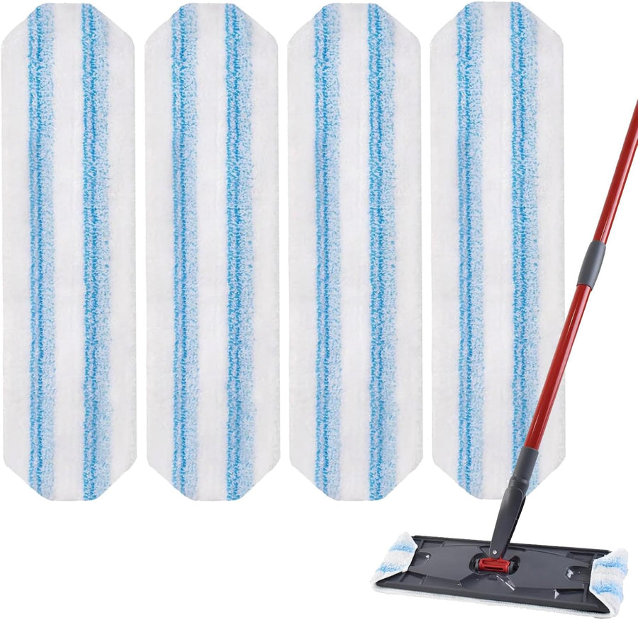 H2prO Mop Pads Replacements Compatible with Flat Mop System, Replace Mop Heads for Mop, Machine Washable Reusable Microfiber Pad Refills for Floor Cleaning (4 Pack)