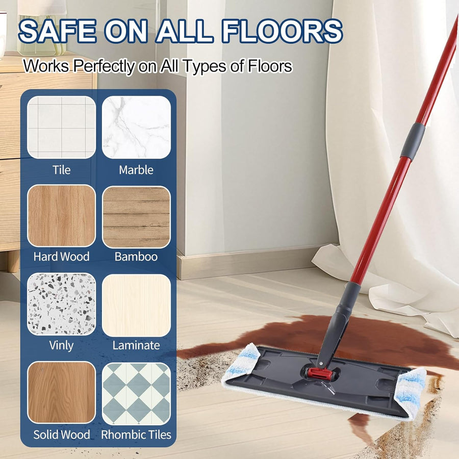 H2prO Mop Pads Replacements Compatible with Flat Mop System, Replace Mop Heads for Mop, Machine Washable Reusable Microfiber Pad Refills for Floor Cleaning (4 Pack)