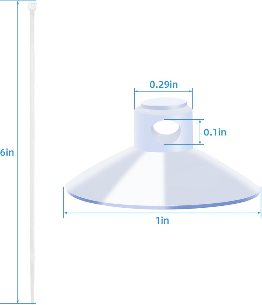 20 Pack Aquarium Suction Cups with Clips 3/16" air Hose and Adjtable Zip Ties for Aquarium Fish Tank Decoration Moss Shrimp Nest