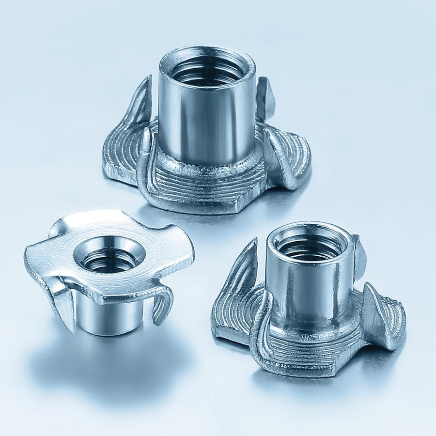T-Nuts 1/4 * 20 (100 pcs), zinc Plated Steel, for Wood, Climbing Holds and cabinets