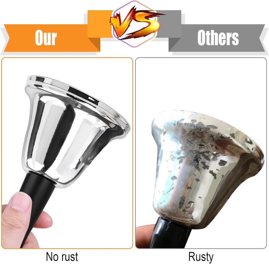 2 Pack Hand Bell, Silver Steel Bell, Ringing Bell with Handle, Dinner Bells for Inside Classroom Bell, for Food Line, Alarm, Jingles, Ringing (Silver)