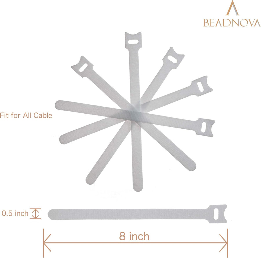 Adjtable Cable Straps Cable Ties Adjtable Cord Wire Organizer for Cord Management (8 Inches, 60 Pieces, White)