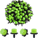 Drip Irrigation Emitters 50 Pcs Irrigation Drippers 360 Degree System Emitters Sprinklers Drippers for Drip 1/4 Inch Tube Gardening (Green)