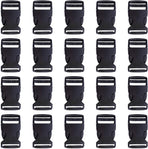 Plastic Buckle Strap Clip Quick Side Release Buckles 1 Inch Flat for Nylon Strap Backpack (Black, 1 Inch, 20 Piece)