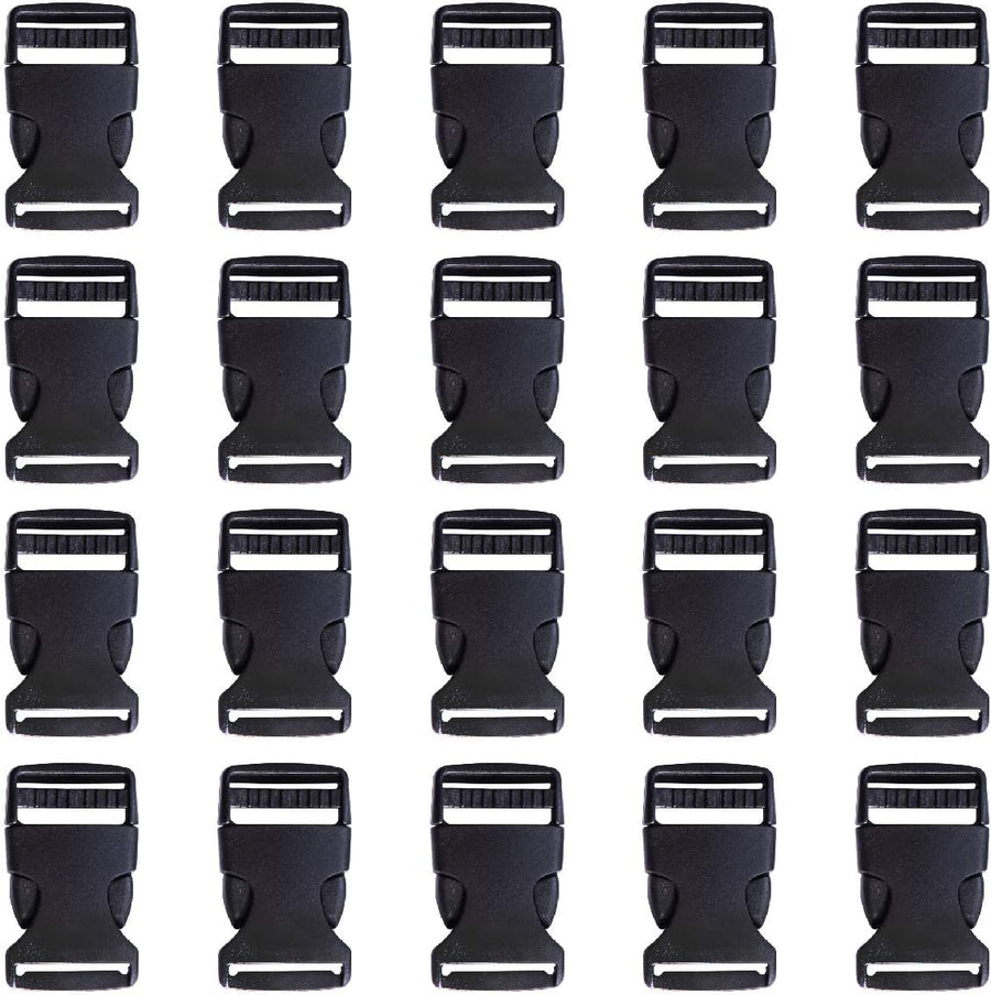Plastic Buckle Strap Clip Quick Side Release Buckles 1 Inch Flat for Nylon Strap Backpack (Black, 1 Inch, 20 Piece)